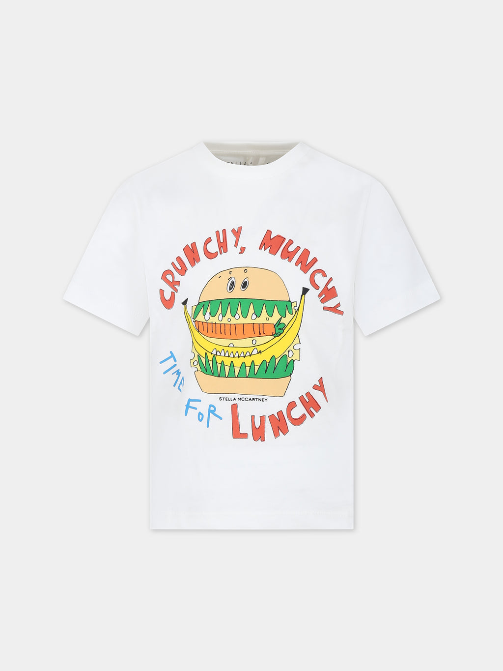 White t-shirt for boy with hamburger print